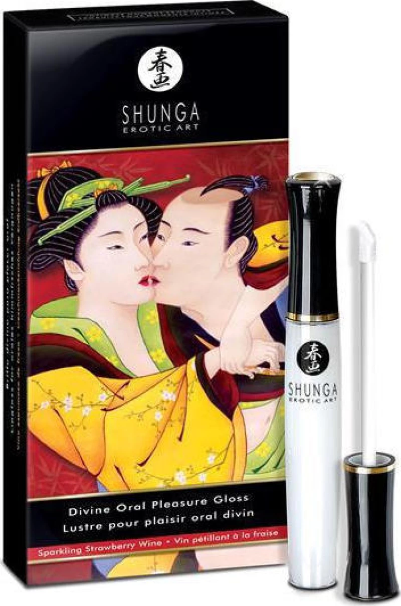Shunga Erotic Art Divine Oral Pleasure Gloss Sparkling Strawberry Wine 10ml