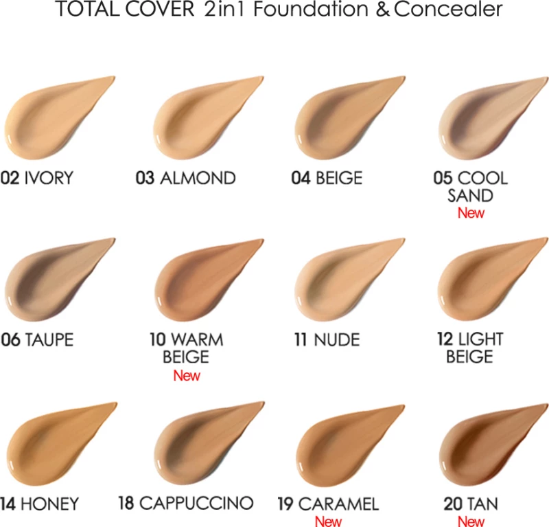 Golden Rose Total cover 2in1 Foundation & Concealer Spf15 05 Cool Sand 30ml