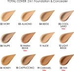 Golden Rose Total cover 2in1 Foundation & Concealer Spf15 05 Cool Sand 30ml