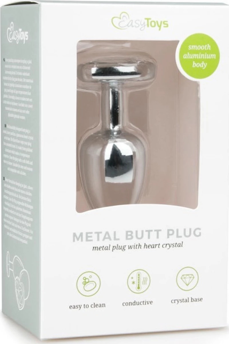 Easytoys Metal Butt Plug No 2 Silver/Clear 7.5cm
