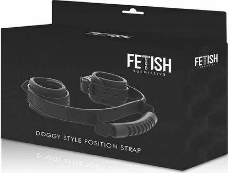 Fetish Submissive Cuffs with Puller Black