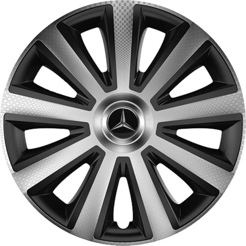 Versaco Σετ Τάσια Αυτοκινήτου Aviator Carbon Silver / Black με Σήμα Mercedes 4τμχ 14"
