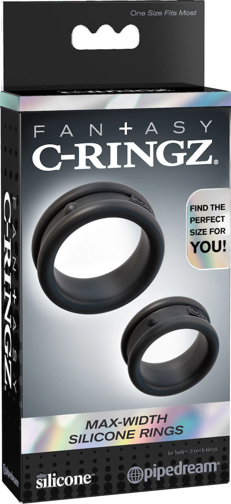 Pipedream Fantasy C-Ringz Max-Width Silicone 3.5cm Black