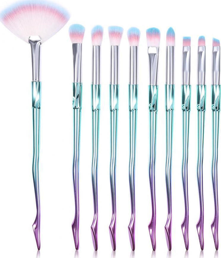 ΣΕΤ ΠΙΝΕΛΑ ΜΑΚΙΓΙΑΖ - V COLOR PROFESSIONAL WOMEN MAKEUP BRUSH SET 10 ΤΕΜΑΧΙΩΝ (SILVER/GREEN/PURPLE)