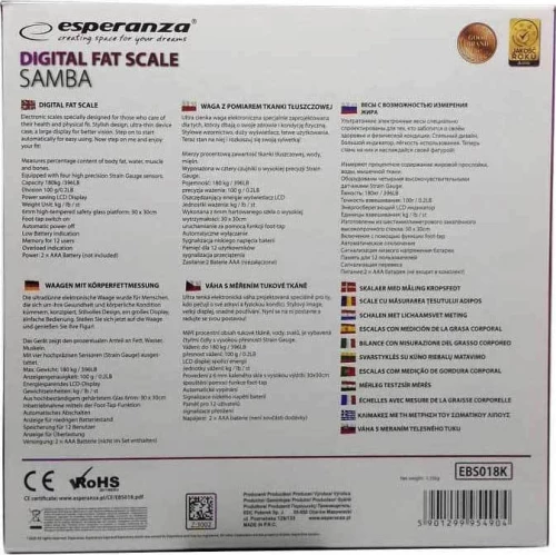 Esperanza EBS018K personal scale Electronic personal scale Rectangle Black