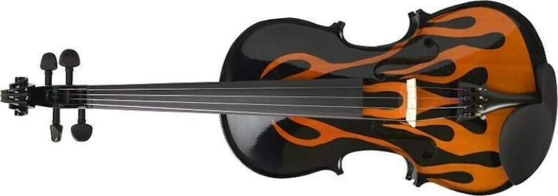 Infinity Mvt 001W Violin - Black W/ Flames, 4/4
