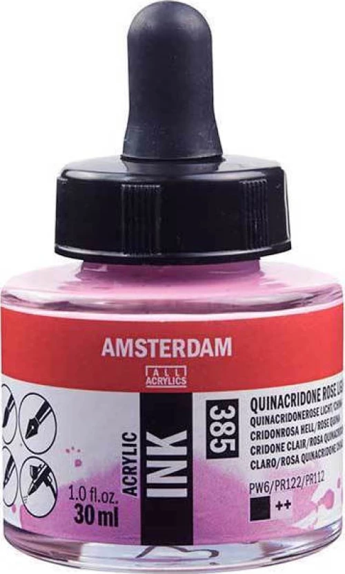 Royal Talens Amsterdam Acrylic Ink 30ml Quinacridone Rose Light 385