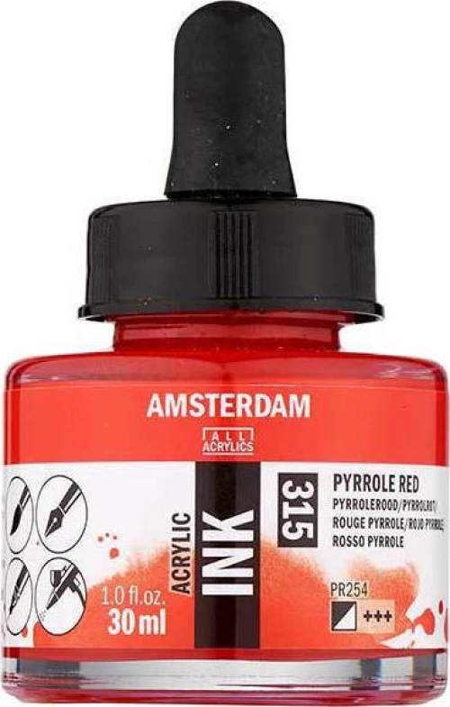Royal Talens Amsterdam Acrylic Ink 30ml Pyrrole Red 315