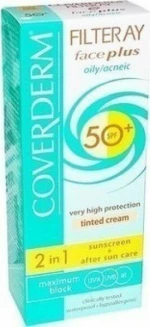 Coverderm Filteray Face Plus 2 in 1 Tinted Soft Brown Oily/Acneic Skin SPF50+ 50ml