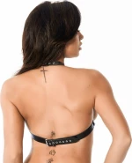 Rimba Adjustable Leather Open Bra Black