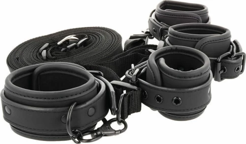 Fetish Submissive Cuff & Tether Set Black