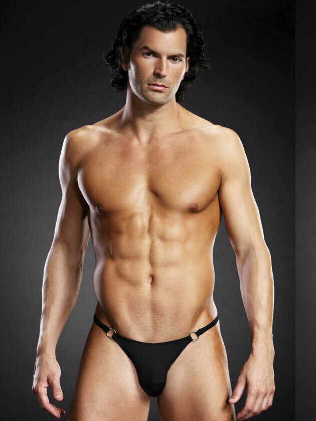 Jock strap. Σπασουάρ με κρικάκια. Μαύρο