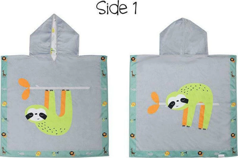 Flapjackkids UPF50+ Sloth/Zoo Πόντσο Διπλής Όψης