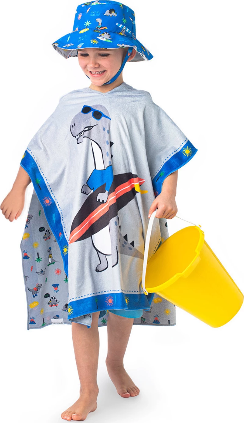 Flapjackkids UPF50+ Dino Πόντσο Διπλής Όψης