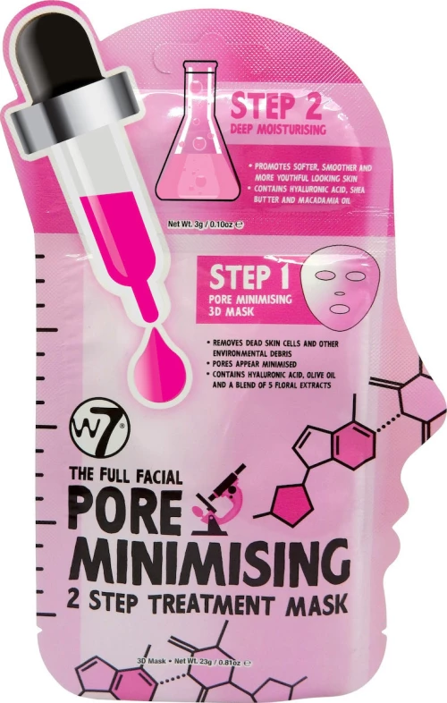 W7 Cosmetics The Full Facial Pore Minimising 2 Step Mask 23gr