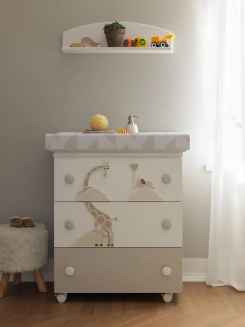 Βρεφική Συρταριέρα Savana Bianco/Tortora 76x45x90cm
