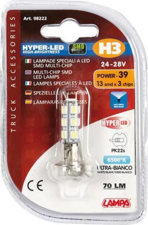 Lampa H3 Hyper-Led Power 39 White 24V / 28V 1τμχ