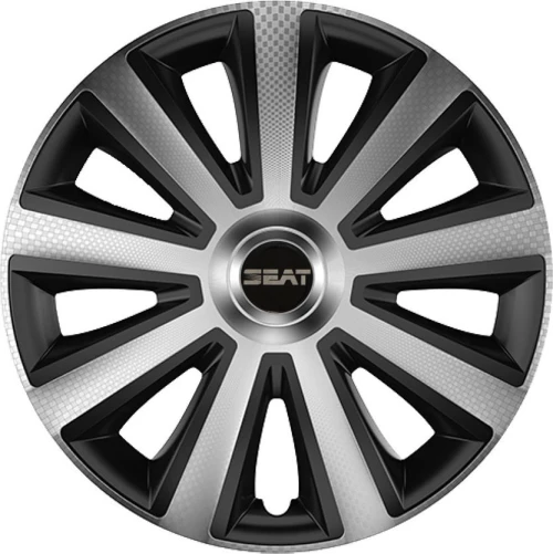 Versaco Σετ Τάσια Αυτοκινήτου Aviator Carbon με σήμα Seat 4τμχ 16" Ασημί/Μαύρο