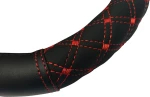 Feral Sport Driving D-Shape Medium Μαύρο με Κόκκινες Ραφές 38cm