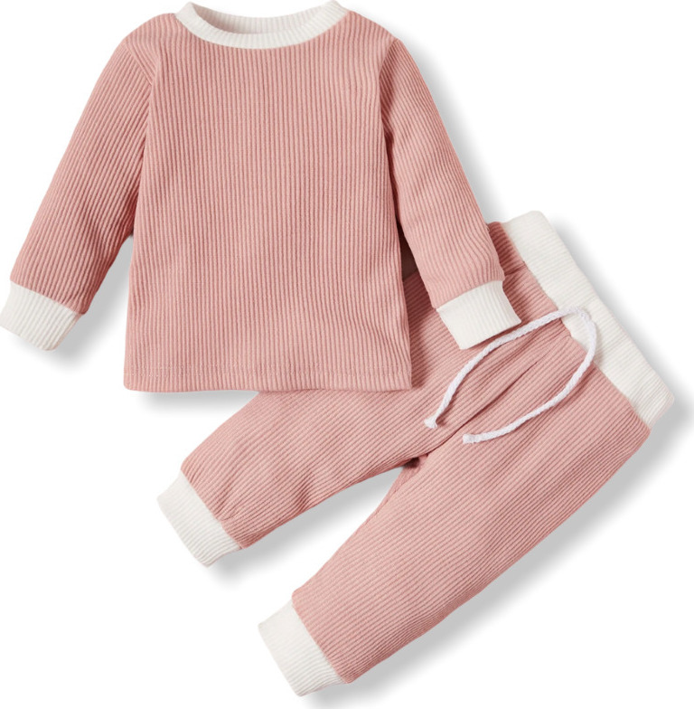 Baby Ribbed Casual Set - Pink