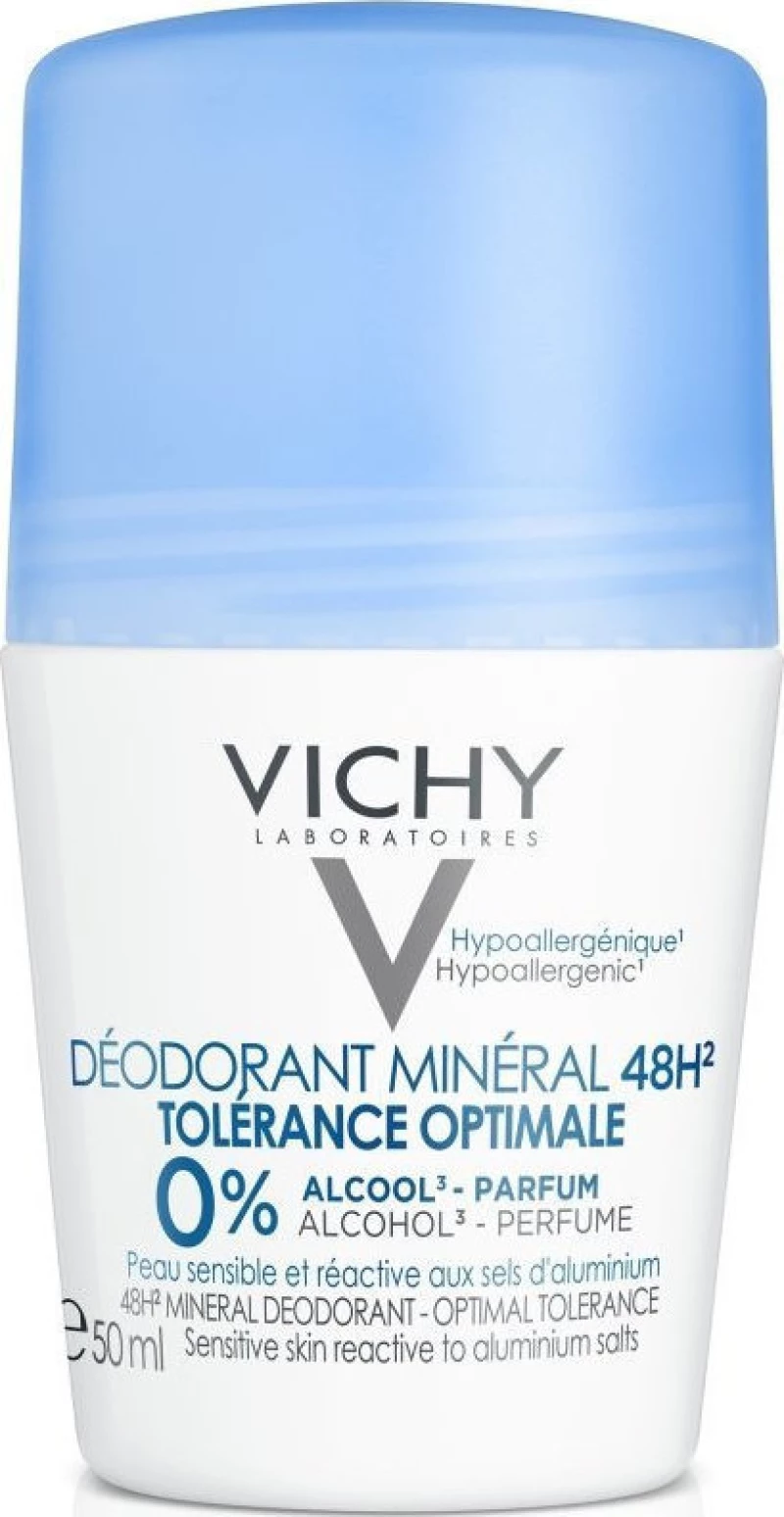 Vichy 48h Mineral Deodorant Optimal Tolerance Roll-On για Ευαίσθητες Επιδερμίδες Χωρίς Άλατα Αλουμινίου 50ml