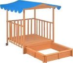 vidaXL Playhouse with Sandbox Wood Blue