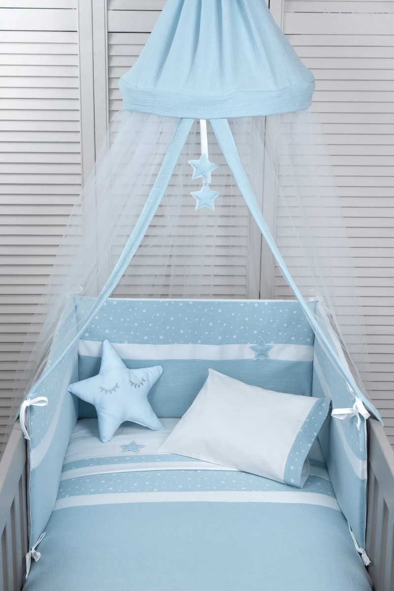 Baby Oliver Σετ Σεντόνια Λίκνου Muslin 75x100cm Ciel