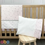 abo Σετ Σεντόνια Κούνιας Fox με Λάστιχο 70x140cm Pink