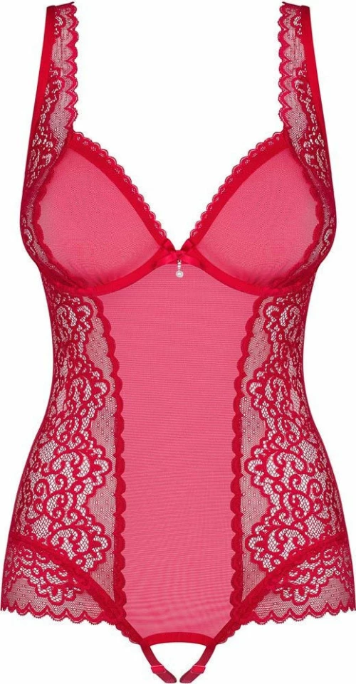Obsessive Rougebelle Crotchless Teddy Red