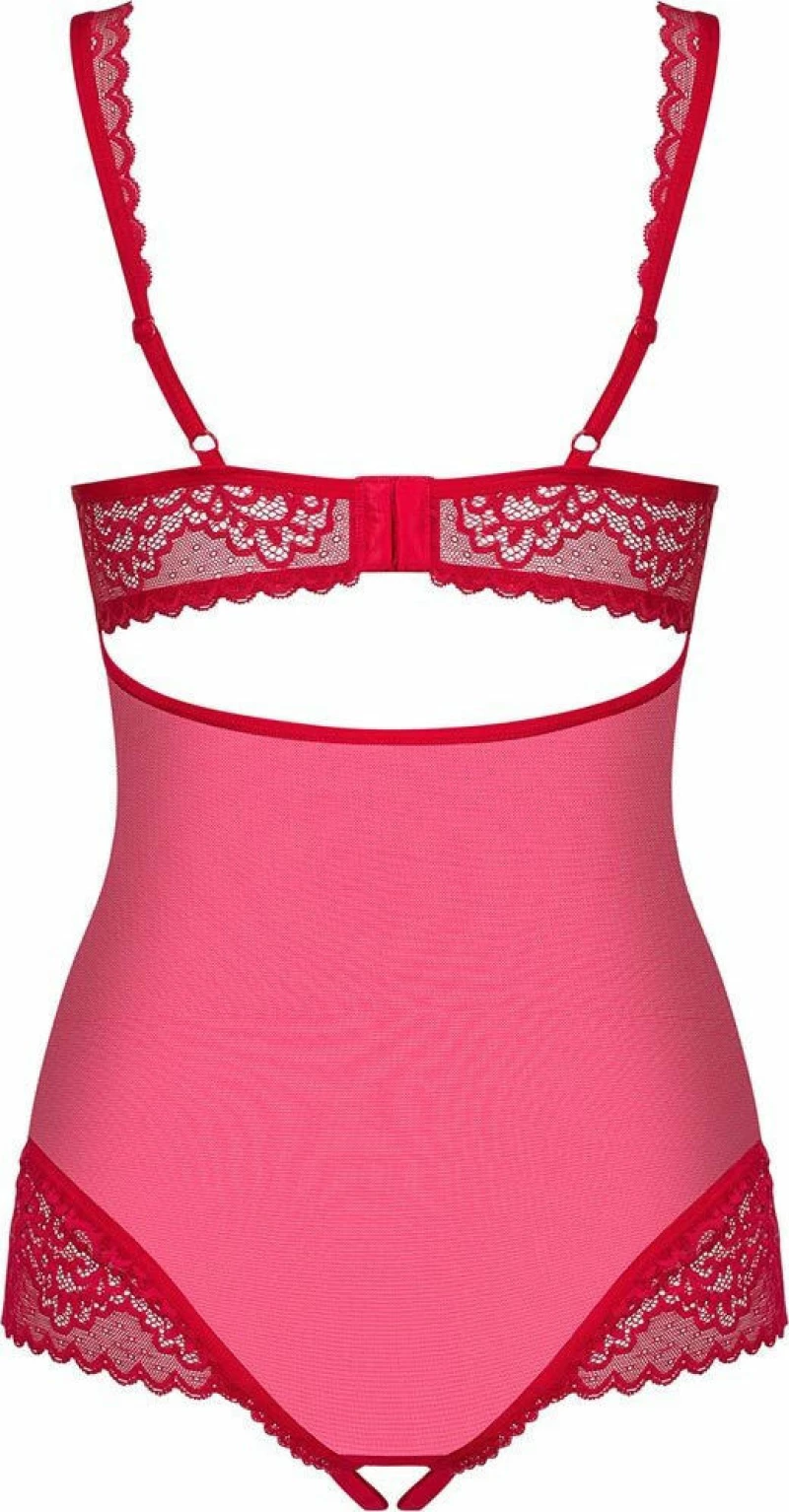 Obsessive Rougebelle Crotchless Teddy Red