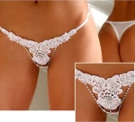 Embroidered Floral G-String White