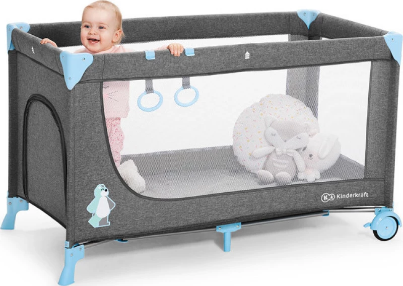 Βρεφικό Φορητό Κρεβάτι Χρώματος Μπλε KinderKraft Joy