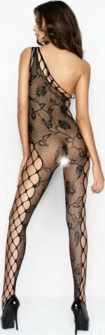 Crotchless Fishnet Bodystocking With Floral Pattern