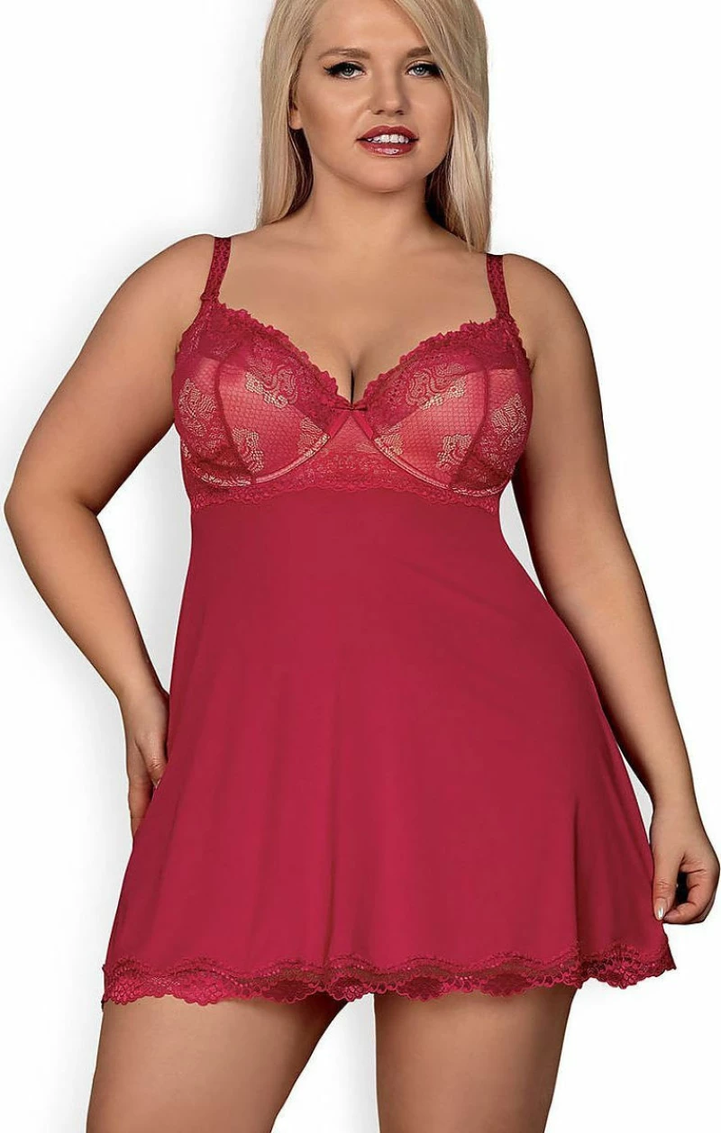 Obsessive Rosalyne Tempting Babydoll & Thong Red