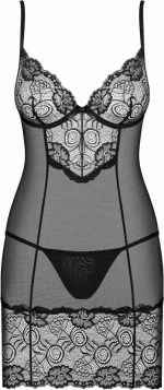 Obsessive Alluria Underwire Chemise & Thong Black