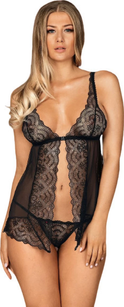 Obsessive Firella Sensual Babydoll & Thong Black