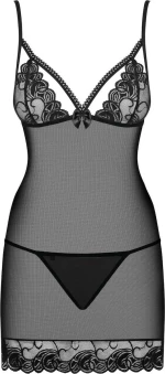 Obsessive Wonderia Tempting Chemise & Thong Black