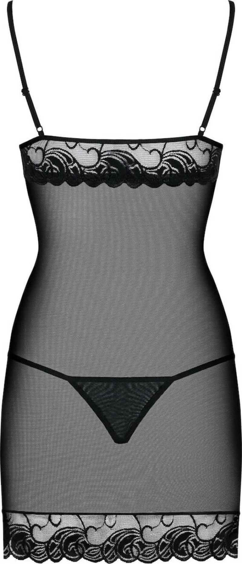 Obsessive Wonderia Tempting Chemise & Thong Black