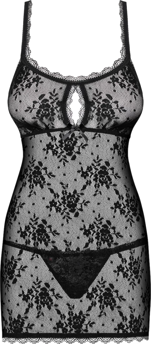 Obsessive Behindy Tempting Babydoll & Thong Black