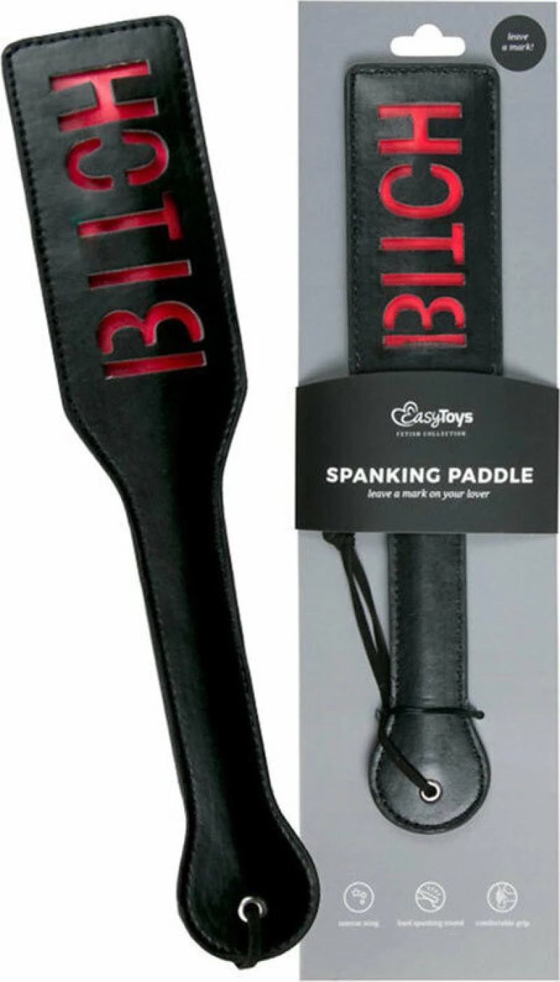 Easytoys Bitch Black Leather Paddle 32.5cm