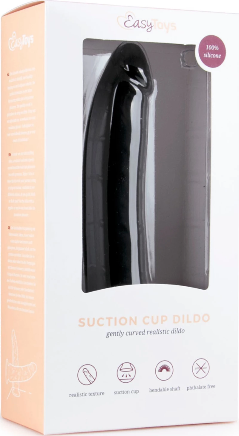 Easytoys Suction Cup Dildo Gently Curved Realistic 21cm Black