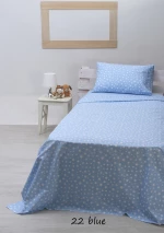 Sunshine Σετ Σεντόνια 22 με Λάστιχο 105x205cm Blue