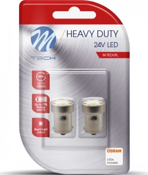 M-Tech P21W 8 SMD 3528 White 24V 2τμχ Blister