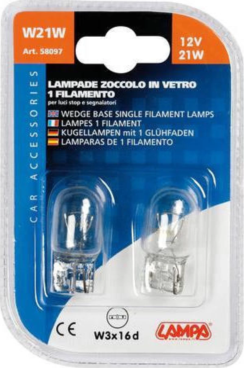 Lampa W21W Wedge base lamp 12V 2τμχ