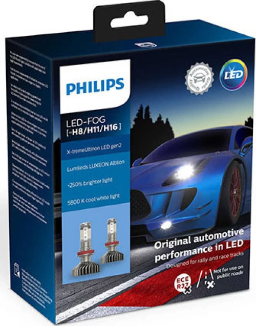 Philips H8/H11/H16 X-tremeUltinon Led Gen2 +250% 5800K 13.2V 2τμχ