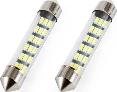 Vertex C5W 41mm Festoon 18 SMD 3014 Led White w. Glass 12V 2τμχ