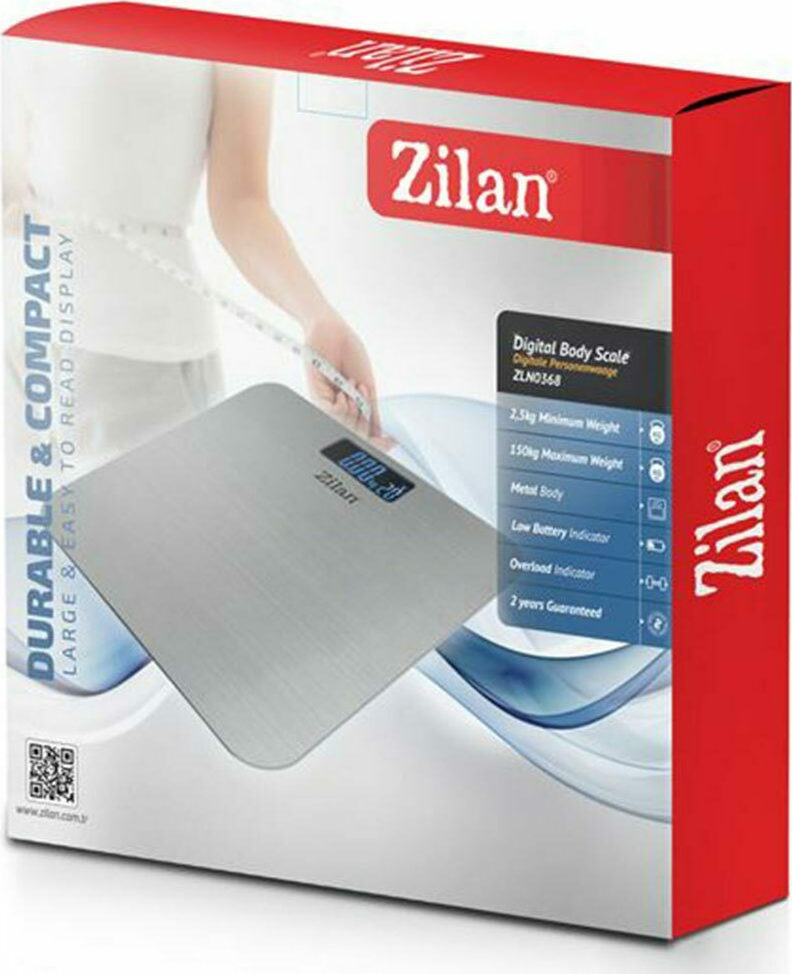 Zilan ZLN0368 Ψηφιακή Γυάλινη Ζυγαριά Μπάνιου Silver