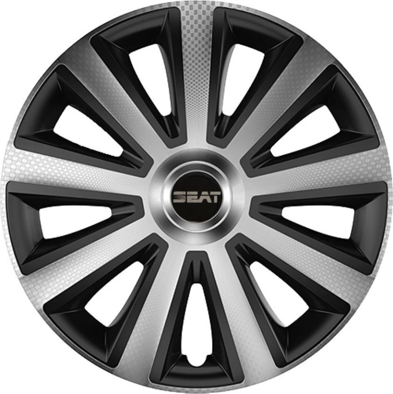 Versaco Σετ Τάσια Αυτοκινήτου Aviator Carbon με Σήμα Seat 4τμχ 15" Ασημί