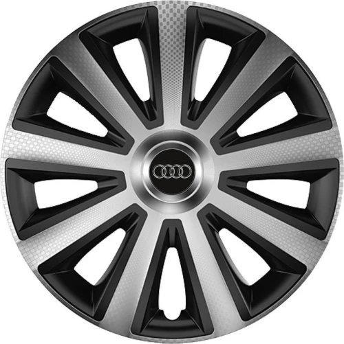 Versaco Σετ Τάσια Αυτοκινήτου Aviator Carbon με σήμα Audi 4τμχ 16" Ασημί/Μαύρο