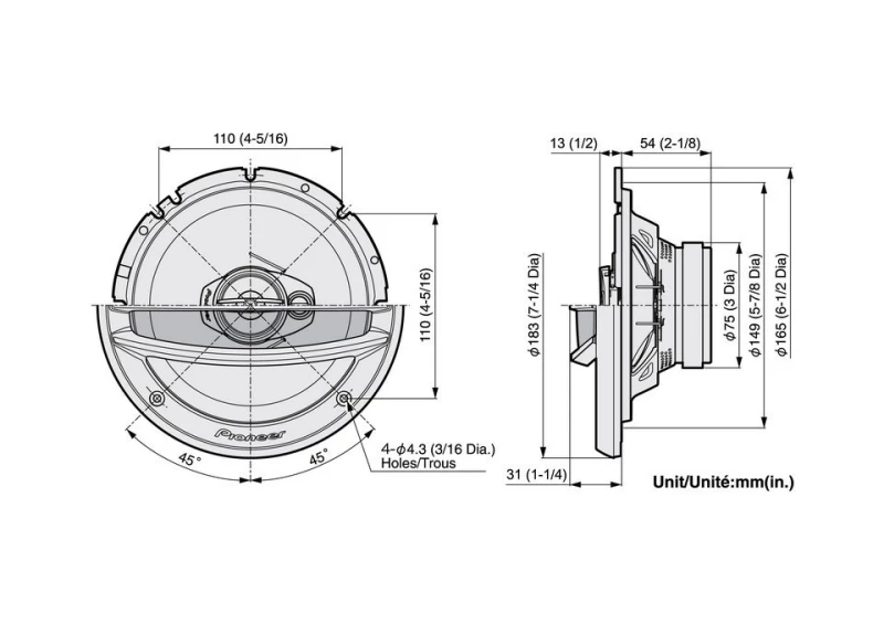 Ζεύγος Ηχείων 3 Δρόμων Pioneer TS-A2013I Ομοαξονικά 20 cm 500 Watt